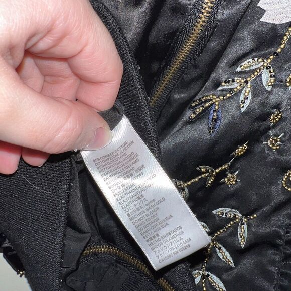 MIULIFE beaded floral bird bomber jacket black womens size small - Picture 2 of 7